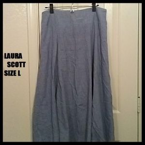NEW Laura Scott Blue Polyester Cotton L Skirt.